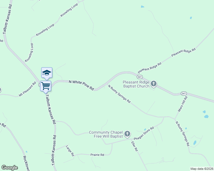 map of restaurants, bars, coffee shops, grocery stores, and more near 547 North Rushy Springs Road in Jefferson County