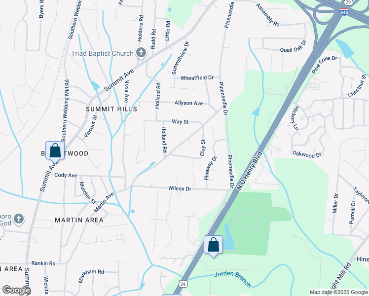 map of restaurants, bars, coffee shops, grocery stores, and more near 3908 Martin Avenue in Greensboro
