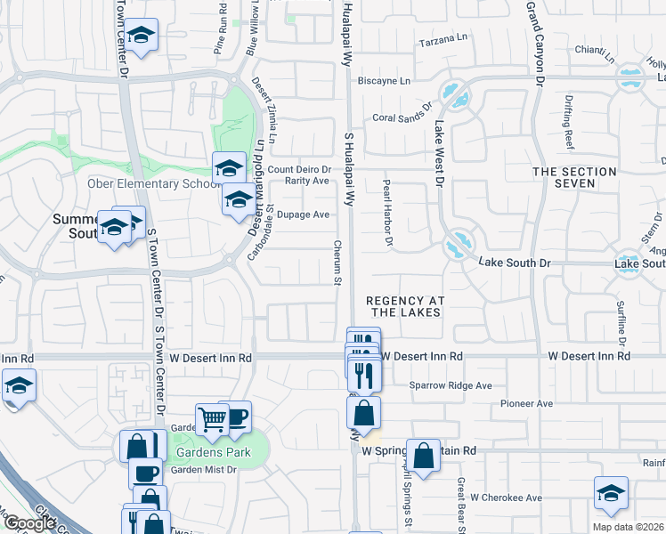 map of restaurants, bars, coffee shops, grocery stores, and more near 3211 Cherum Street in Las Vegas