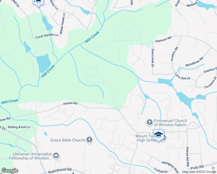 map of restaurants, bars, coffee shops, grocery stores, and more near 1555 Red Copper Circle in Winston-Salem