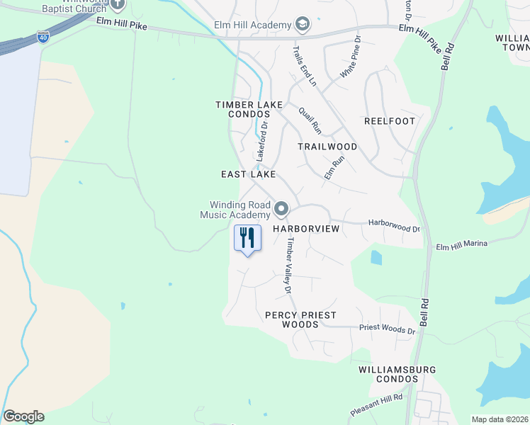 map of restaurants, bars, coffee shops, grocery stores, and more near 3413 Harbor Hill Place in Nashville