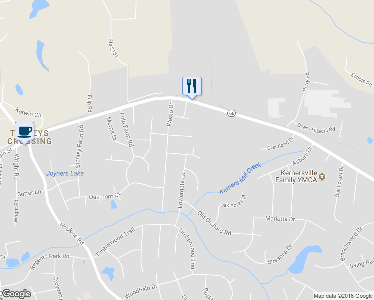 map of restaurants, bars, coffee shops, grocery stores, and more near 1472 Steve Street in Kernersville