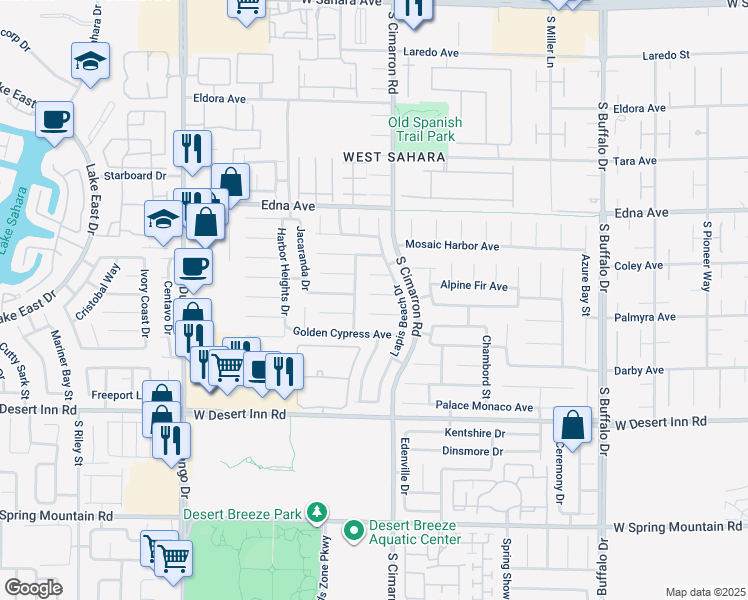 map of restaurants, bars, coffee shops, grocery stores, and more near 8239 Shell Beach Court in Las Vegas