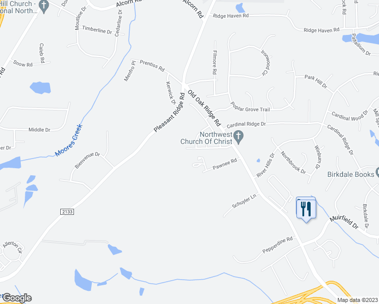 map of restaurants, bars, coffee shops, grocery stores, and more near 7121 Taunton Drive in Greensboro