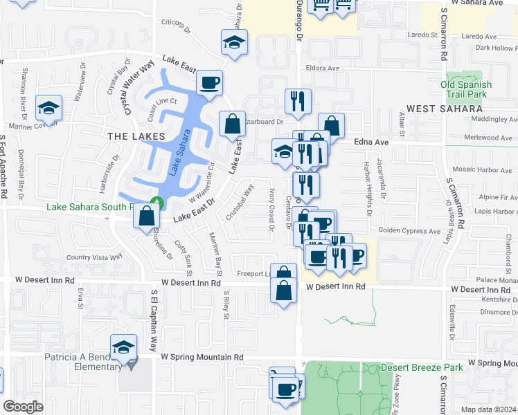 map of restaurants, bars, coffee shops, grocery stores, and more near 8649 Trafalgar Drive in Las Vegas