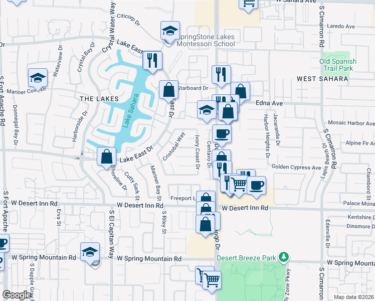 map of restaurants, bars, coffee shops, grocery stores, and more near 8649 Trafalgar Drive in Las Vegas