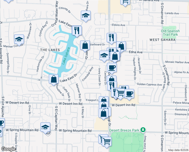 map of restaurants, bars, coffee shops, grocery stores, and more near 8637 Trafalgar Drive in Las Vegas