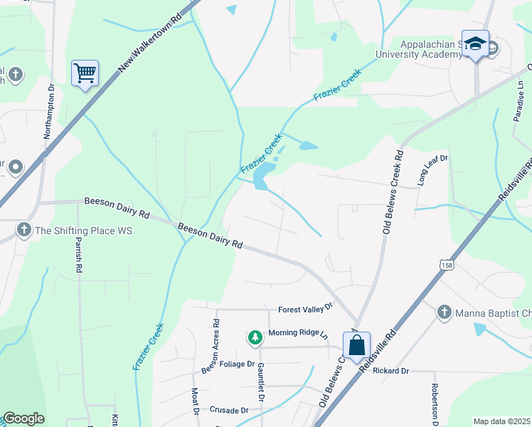 map of restaurants, bars, coffee shops, grocery stores, and more near 3763 Drexel Street in Winston-Salem