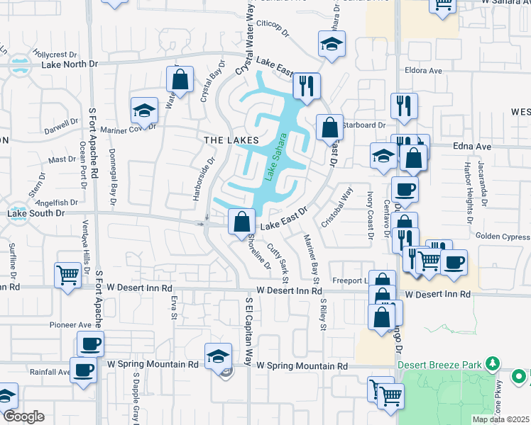 map of restaurants, bars, coffee shops, grocery stores, and more near 3167 Lido Isle Court in Las Vegas