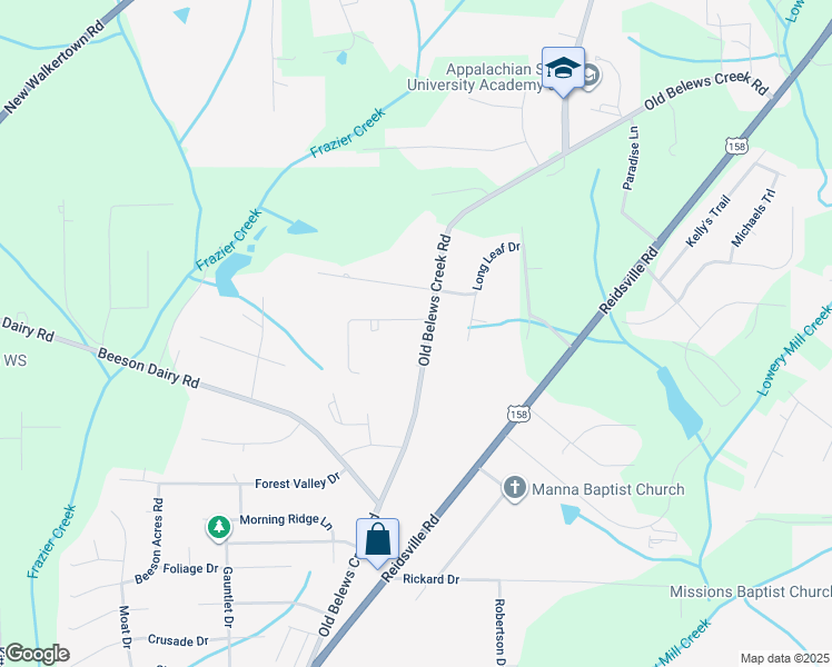 map of restaurants, bars, coffee shops, grocery stores, and more near 4449 Old Belews Creek Road in Winston-Salem