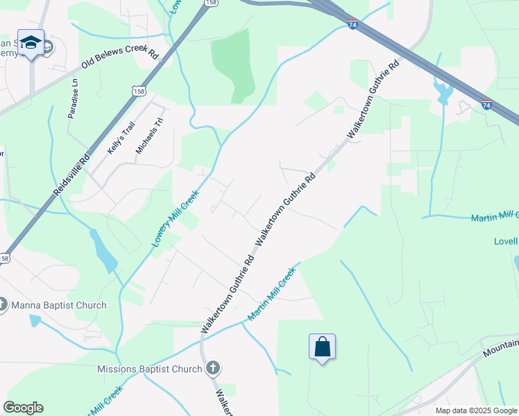 map of restaurants, bars, coffee shops, grocery stores, and more near 1025 Long Win Drive in Winston-Salem