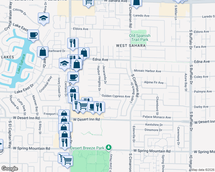 map of restaurants, bars, coffee shops, grocery stores, and more near 8361 Palace Heights Avenue in Las Vegas