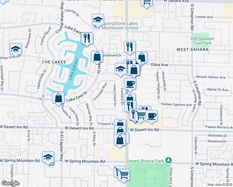 map of restaurants, bars, coffee shops, grocery stores, and more near 3144 Ivory Coast Drive in Las Vegas