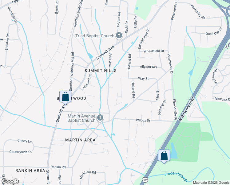 map of restaurants, bars, coffee shops, grocery stores, and more near 4505 Stephen Oaks Way in Greensboro