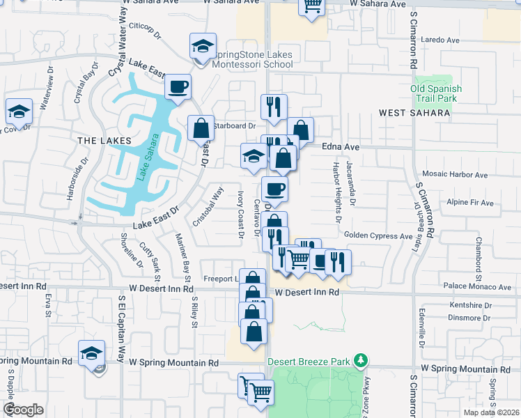 map of restaurants, bars, coffee shops, grocery stores, and more near 3144 Centavo Drive in Las Vegas