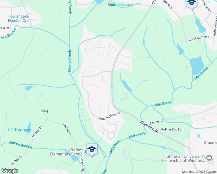 map of restaurants, bars, coffee shops, grocery stores, and more near 4112 Shattalon Drive in Winston-Salem