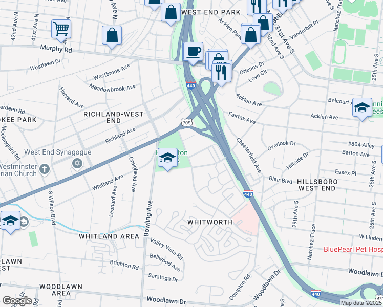 map of restaurants, bars, coffee shops, grocery stores, and more near 208 Elmington Avenue in Nashville