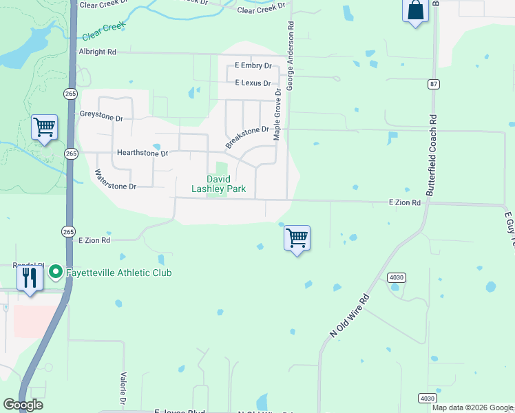 map of restaurants, bars, coffee shops, grocery stores, and more near 3819 East Zion Road in Springdale