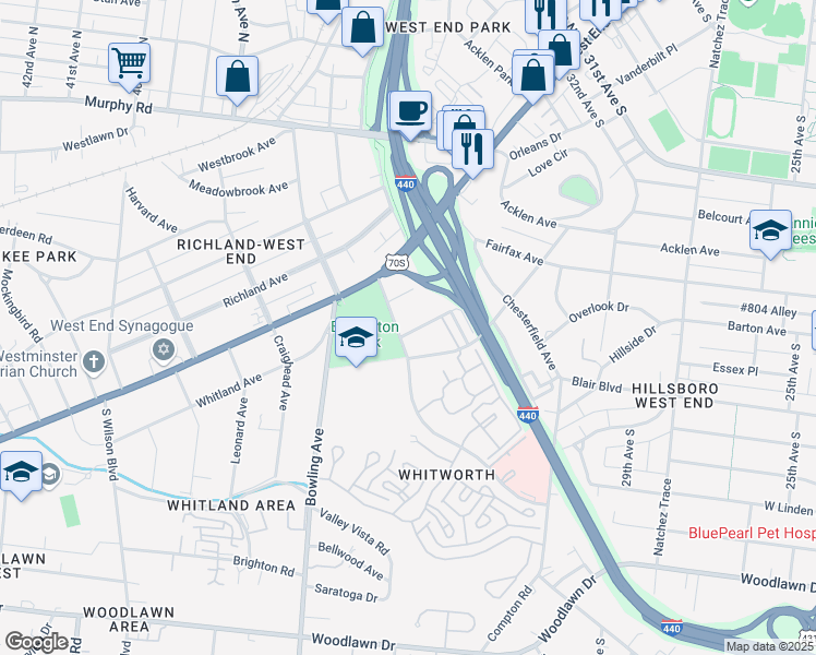 map of restaurants, bars, coffee shops, grocery stores, and more near 208 Elmington Avenue in Nashville