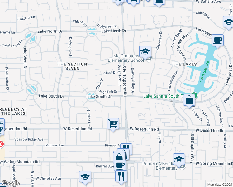 map of restaurants, bars, coffee shops, grocery stores, and more near 9313 Angelfish Drive in Las Vegas