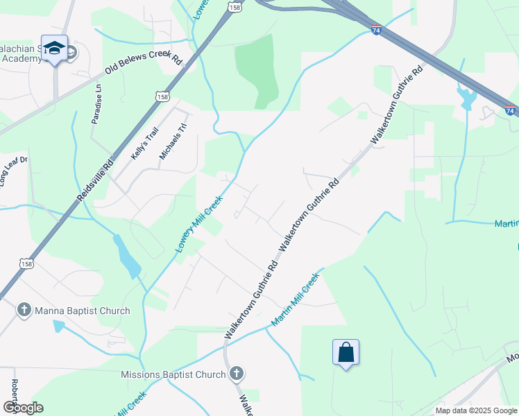 map of restaurants, bars, coffee shops, grocery stores, and more near 3925 Charwin Drive in Winston-Salem