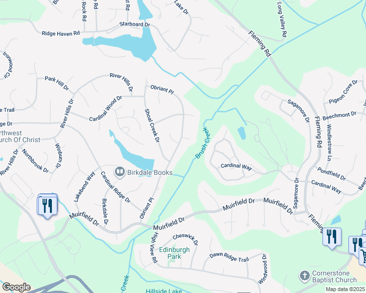map of restaurants, bars, coffee shops, grocery stores, and more near 3908 Obriant Place in Greensboro
