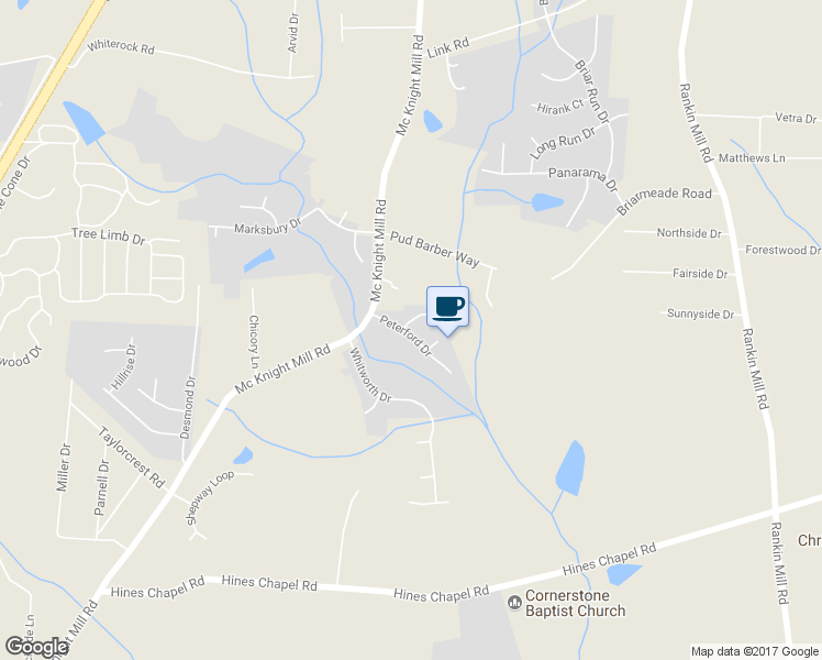 map of restaurants, bars, coffee shops, grocery stores, and more near 3600 Pertland Trail in Greensboro