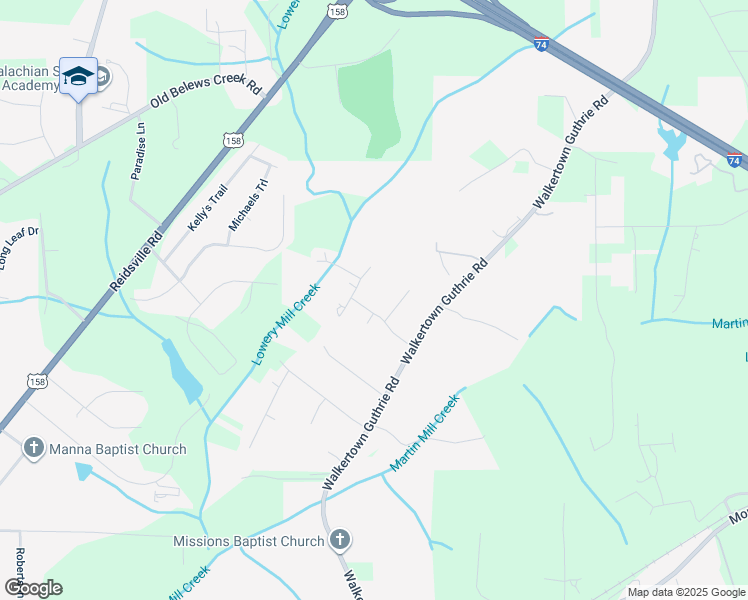 map of restaurants, bars, coffee shops, grocery stores, and more near 3925 Charwin Drive in Winston-Salem
