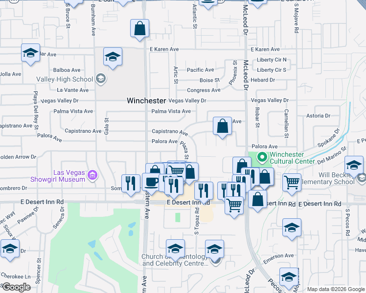 map of restaurants, bars, coffee shops, grocery stores, and more near 2504 Golden Arrow Drive in Las Vegas