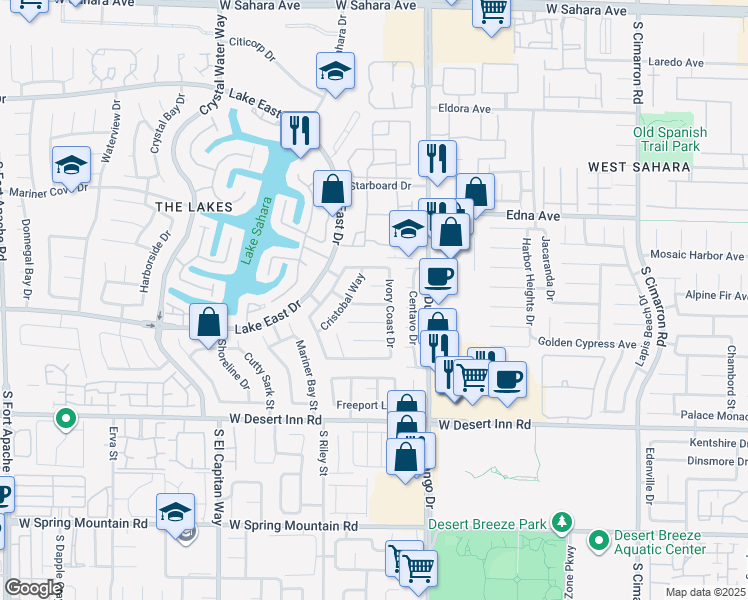 map of restaurants, bars, coffee shops, grocery stores, and more near 8637 Trafalgar Drive in Las Vegas