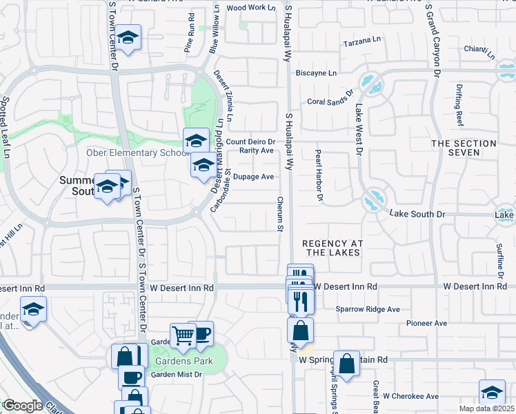 map of restaurants, bars, coffee shops, grocery stores, and more near 10205 Queens Church Avenue in Las Vegas