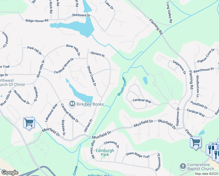 map of restaurants, bars, coffee shops, grocery stores, and more near 3908 Obriant Place in Greensboro
