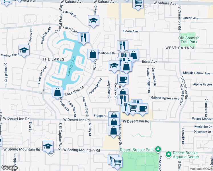 map of restaurants, bars, coffee shops, grocery stores, and more near 8636 Trafalgar Drive in Las Vegas