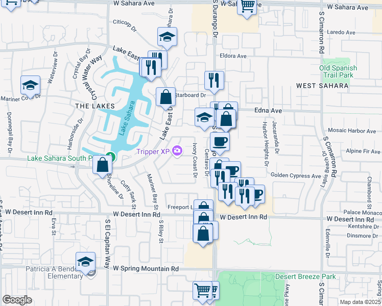 map of restaurants, bars, coffee shops, grocery stores, and more near 8636 Trafalgar Drive in Las Vegas