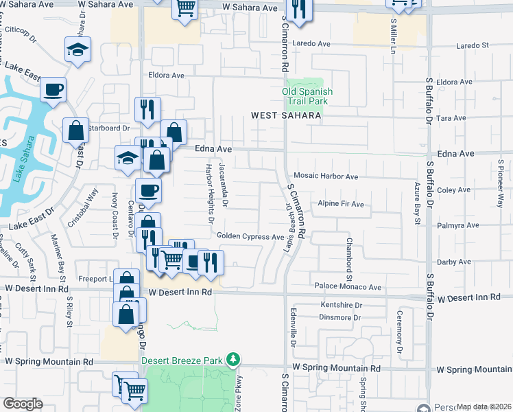 map of restaurants, bars, coffee shops, grocery stores, and more near 8280 Palace Heights Avenue in Las Vegas