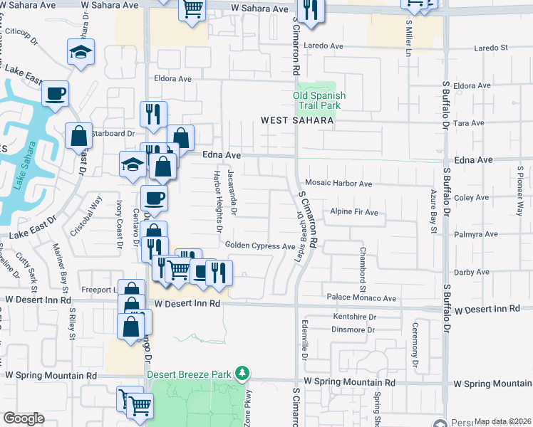 map of restaurants, bars, coffee shops, grocery stores, and more near 8280 Palace Heights Avenue in Las Vegas