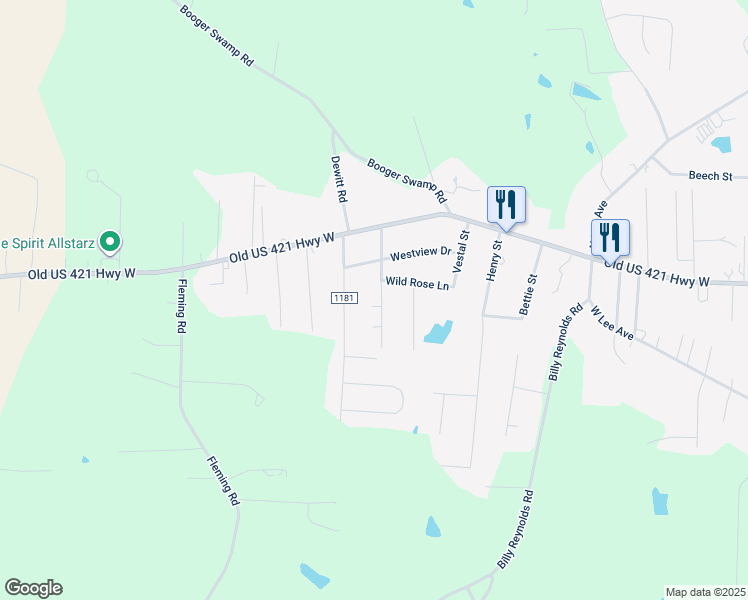 map of restaurants, bars, coffee shops, grocery stores, and more near 1112 Kennedy Street in Yadkinville