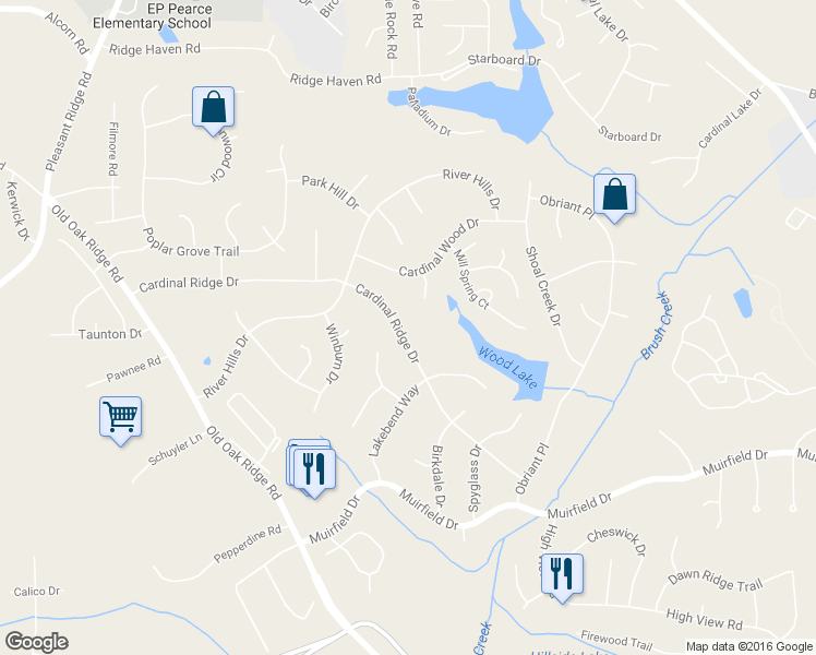 map of restaurants, bars, coffee shops, grocery stores, and more near 3314 Cardinal Ridge Drive in Greensboro