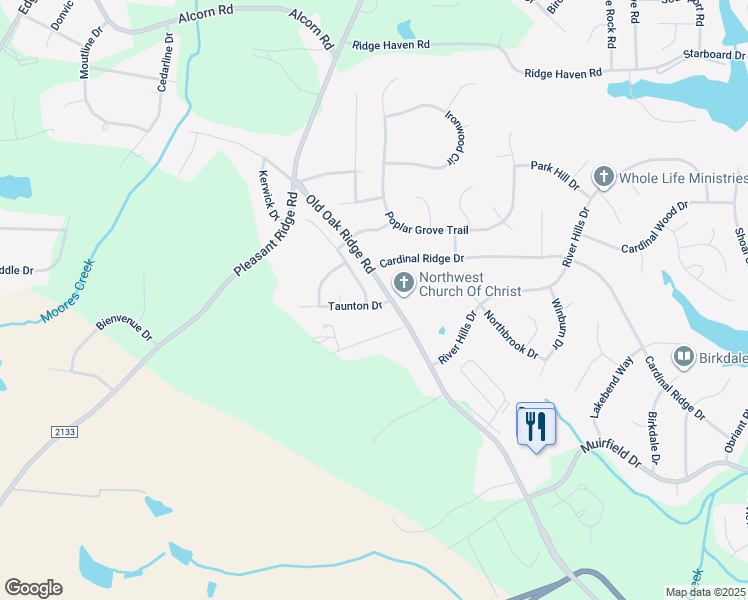 map of restaurants, bars, coffee shops, grocery stores, and more near 7103 Taunton Drive in Greensboro