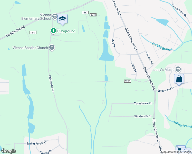 map of restaurants, bars, coffee shops, grocery stores, and more near 6047 Santa Maria Drive in Winston-Salem