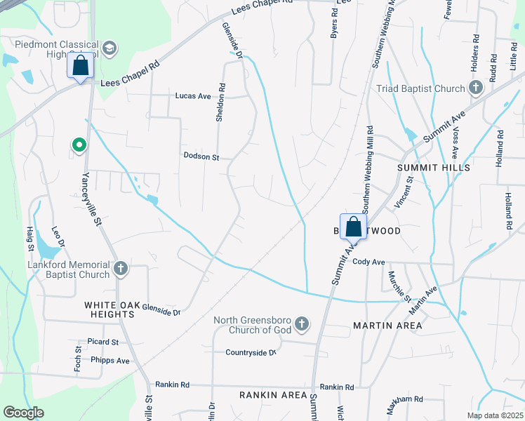 map of restaurants, bars, coffee shops, grocery stores, and more near 100 Chapel Brook Way in Greensboro