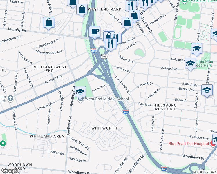 map of restaurants, bars, coffee shops, grocery stores, and more near 117 Ransom Avenue in Nashville