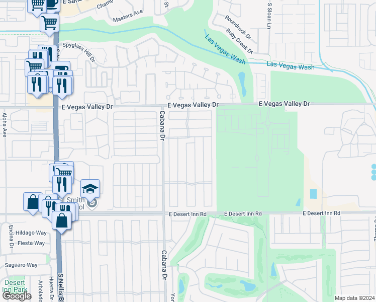 map of restaurants, bars, coffee shops, grocery stores, and more near 3058 Chimayo Lane in Las Vegas