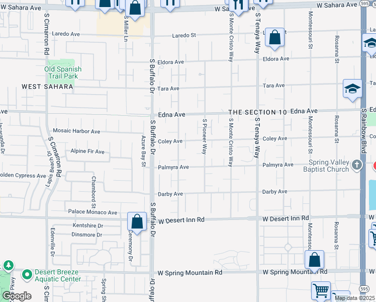 map of restaurants, bars, coffee shops, grocery stores, and more near 7625 Coley Avenue in Las Vegas