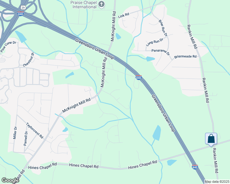 map of restaurants, bars, coffee shops, grocery stores, and more near 3604 Pertland Trail in Greensboro