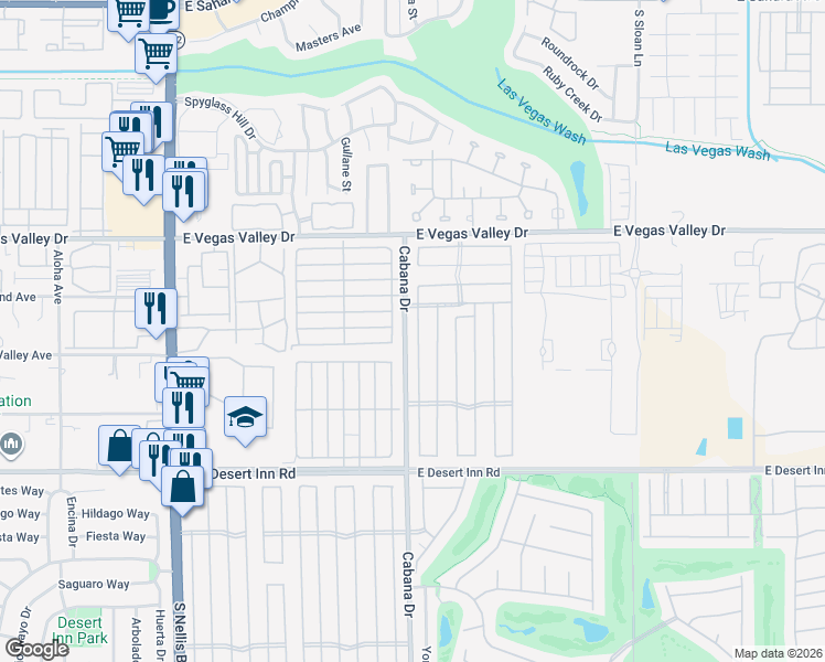 map of restaurants, bars, coffee shops, grocery stores, and more near 3087 La Barca Lane in Las Vegas
