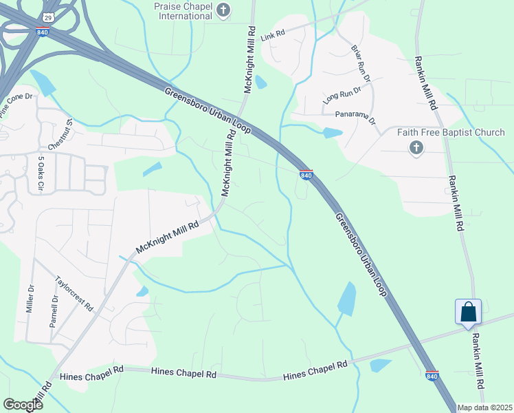 map of restaurants, bars, coffee shops, grocery stores, and more near 3606 Pertland Trail in Greensboro