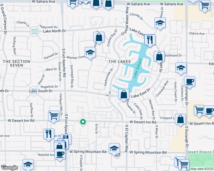 map of restaurants, bars, coffee shops, grocery stores, and more near 8805 Rocky Shore Drive in Las Vegas