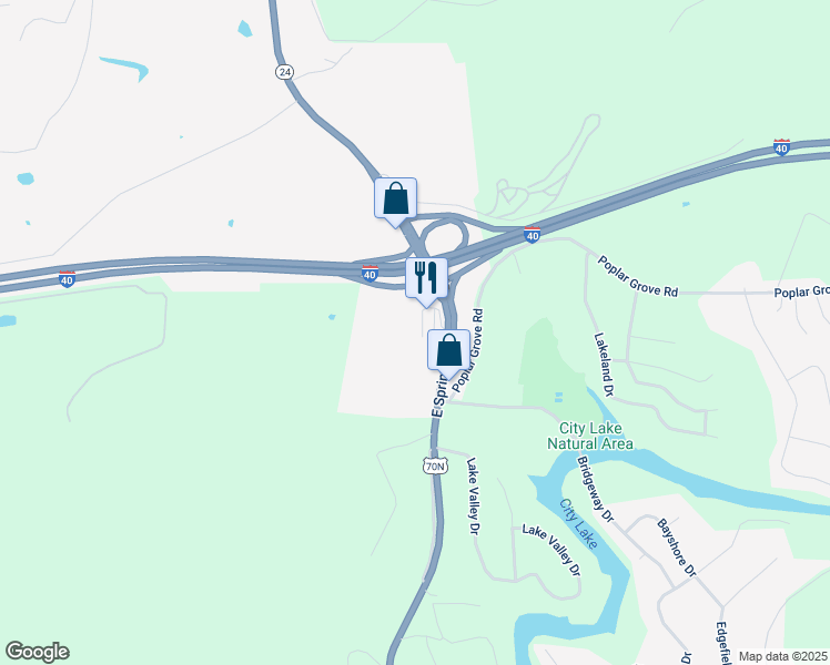 map of restaurants, bars, coffee shops, grocery stores, and more near 2021 East Spring Street in Cookeville