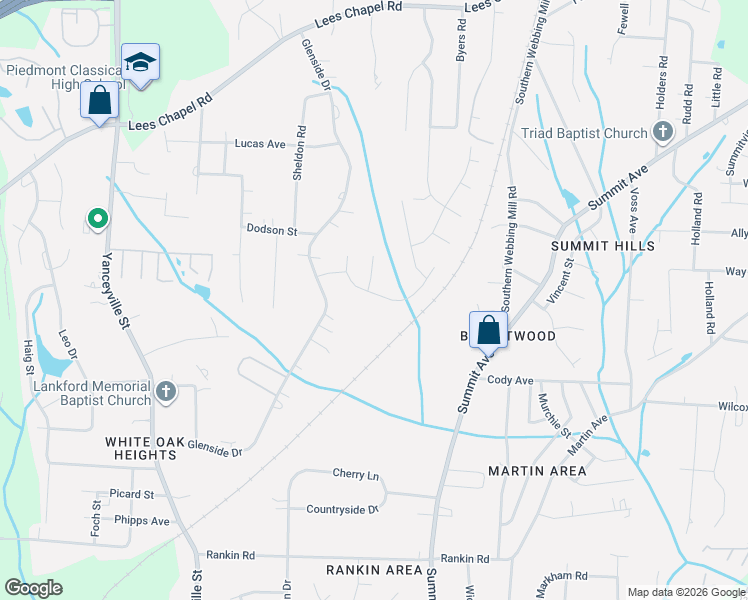 map of restaurants, bars, coffee shops, grocery stores, and more near 100 Chapel Brook Way in Greensboro